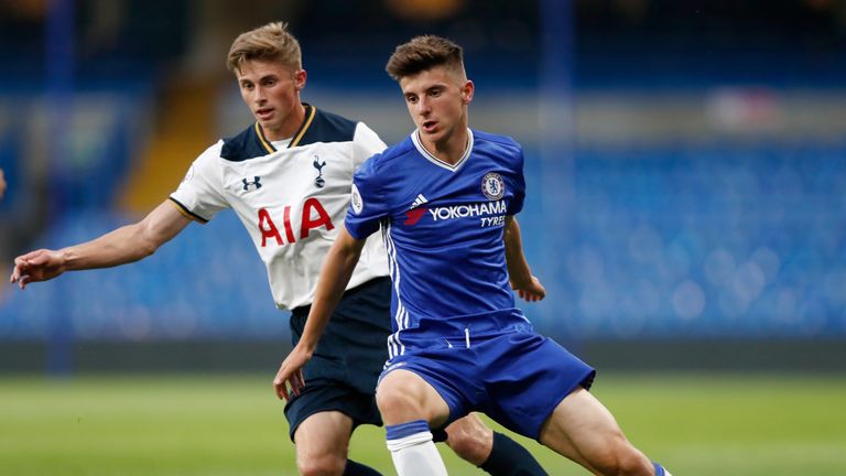 Mason Mount (right) in action for Chelsea development squad