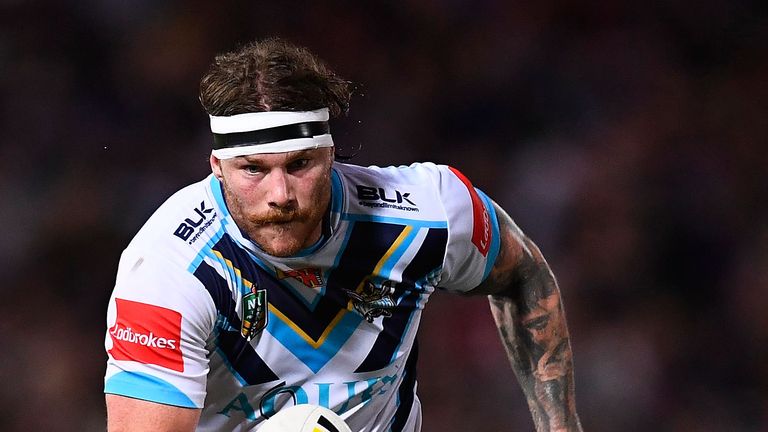 TOWNSVILLE, AUSTRALIA - SEPTEMBER 03:  Chris McQueen of the Titans runs the ball during the round 26 NRL match between the North Queensland Cowboys and the