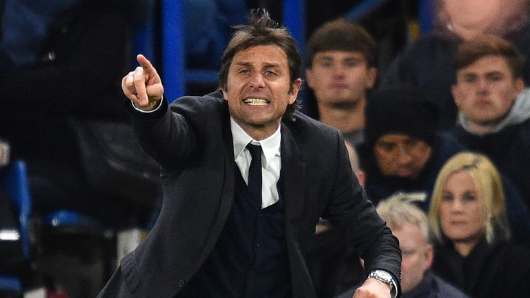 Chelsea's Italian head coach Antonio Conte gestures on the touchline 