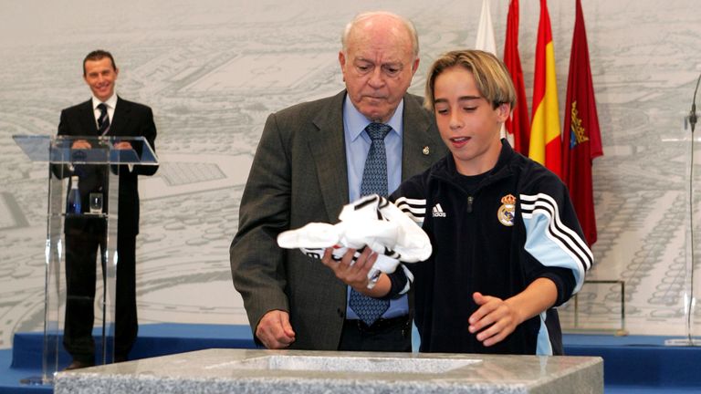 A 12-year-old Dani Caravajal lays the first stone at Valdebebas in 2004