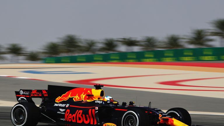 BAHRAIN, BAHRAIN - APRIL 14: Daniel Ricciardo of Australia driving the (3) Red Bull Racing Red Bull-TAG Heuer RB13 TAG Heuer on track during practice for t