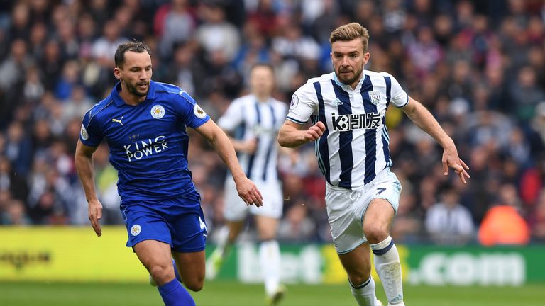 WEST BROMWICH, ENGLAND - APRIL 29:  Danny Drinkwater of Leicester City and James Morrison of West Bromwich Albion during the Premier League match between W
