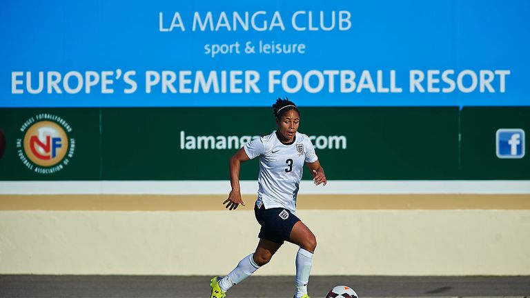 LA MANGA, SPAIN - JANUARY 17:  Demi Stokes of England runs with the ball during the friendly match between England and Norway at la Manga Club on January 1