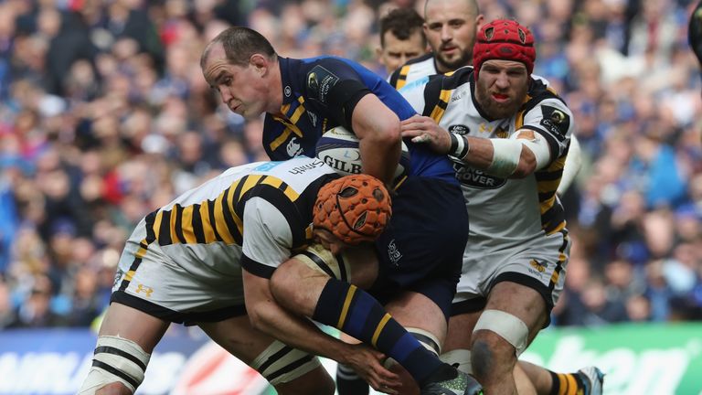  Devin Toner takes the hit from Kearnan Myall and James Haskell at the Aviva Stadium