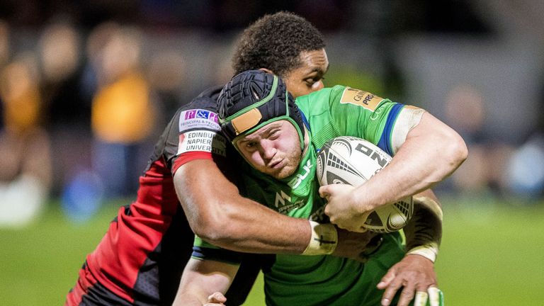.Edinburgh vs Connacht.Edinburgh's Village Mata tackles Connacht's Eoin McKeon.Mandatory Credit ..INPHO/Craig Watson