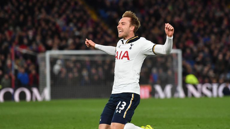 Tottenham Hotspur's Danish midfielder Christian Eriksen celebrates scoring