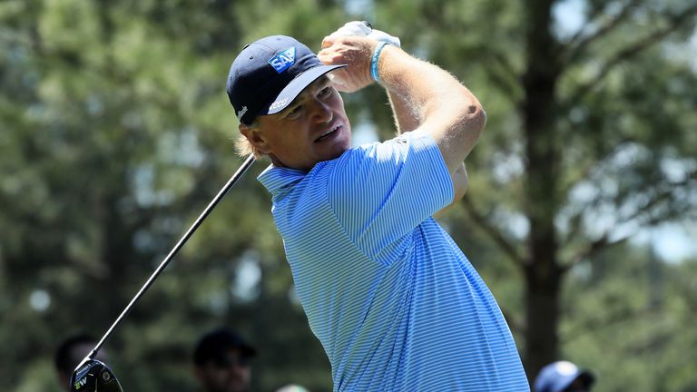 Ernie Els during the final round of the 2017 Masters Tournament at Augusta National