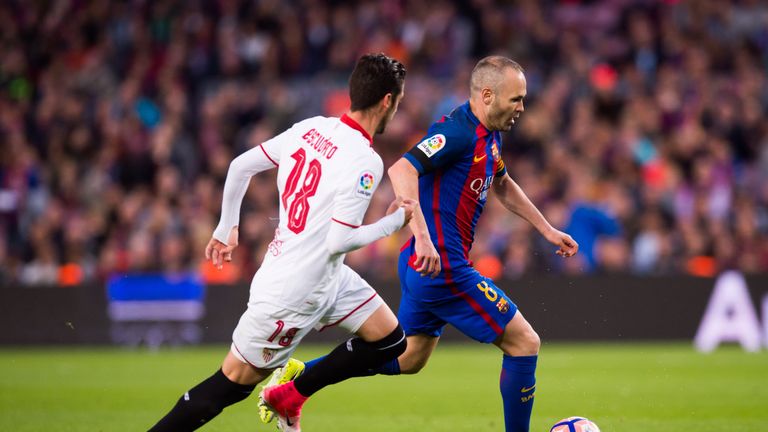 Andres Iniesta, Sergio Escudero, Barcelona v Sevilla, La Liga