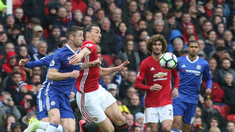 during the Premier League match between Manchester United and Chelsea at Old Trafford on April 16, 2017 in Manchester, England.