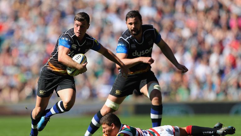 George Ford, Co-Captain of Bath Rugby evades a tackle from Ben Youngs 