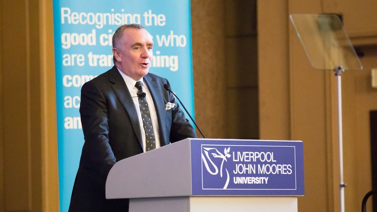 Ian Ayre speaking at the Liverpool John Moores University’s Roscoe Lecture Series at St George's Hall 