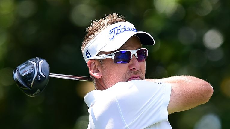 HILTON HEAD ISLAND, SC - APRIL 16:  Ian Poulter of England plays his tee shot on the fifth hole during the final round of the 2017 RBC Heritage at Harbour 