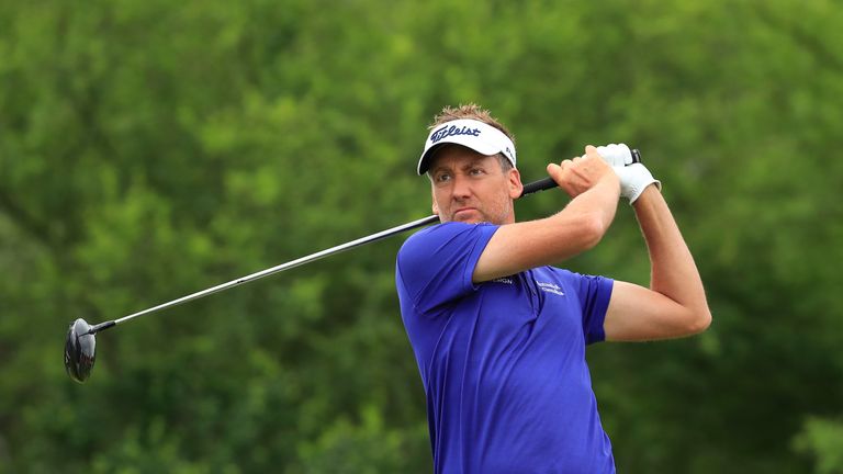 SAN ANTONIO, TX - APRIL 21:  Ian Poulter of England plays his shot from the ninth tee during the second round of the Valero Texas Open at TPC San Antonio A