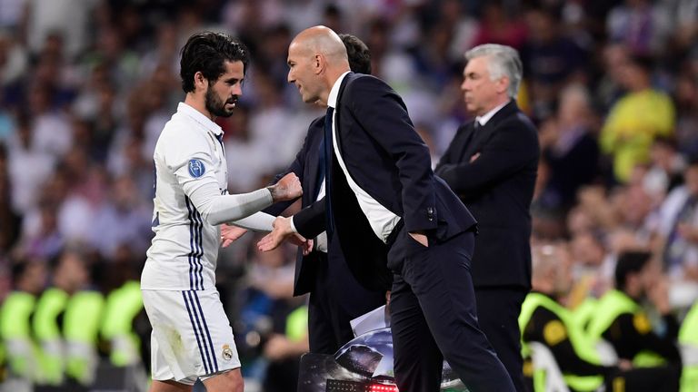 Isco (left) came in for the injured Gareth Bale in Real Madrid's attack