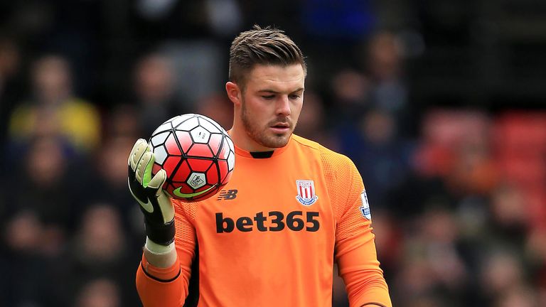 Jack Butland in action during the game against Watford at Vicarage Road