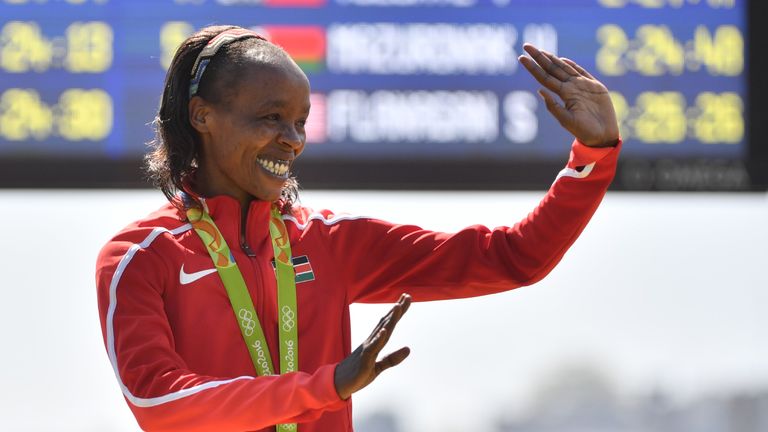 Jemima Sumgong won gold in the marathon at the Rio Olympics 