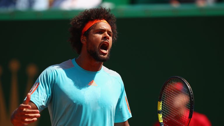 MONTE-CARLO, MONACO - APRIL 18:  Jo-Wilfried Tsonga of  France shows his frustration during his three set defeat against Adrian Mannarino of France in his 