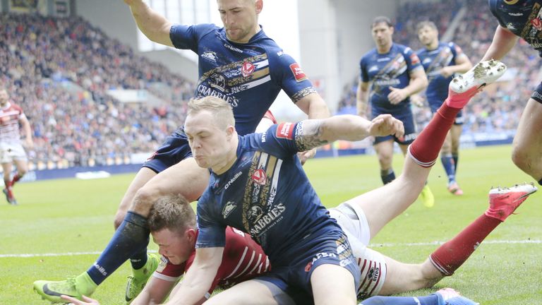 Joe Burgess scored two tries for the Warriors at the DW Stadium