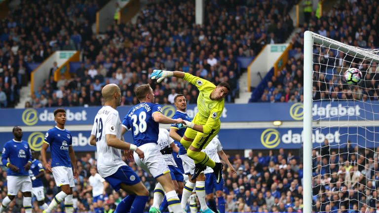 Joel Robles watches Marc Albrighton's free-kick fly into the top corner to put Leicester ahead