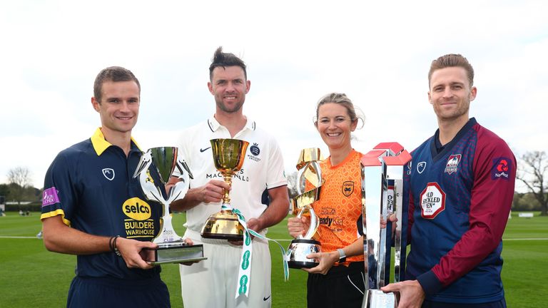 Warwickshire's Josh Poysden, Middlesex's James Franklin,  of Middlesex, Southern Vipers' Charlotte Edwards and Northants' Graeme White