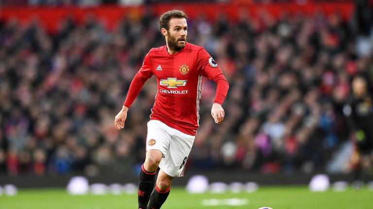 Juan Mata in action during the Premier League match against Sunderland at Old Trafford