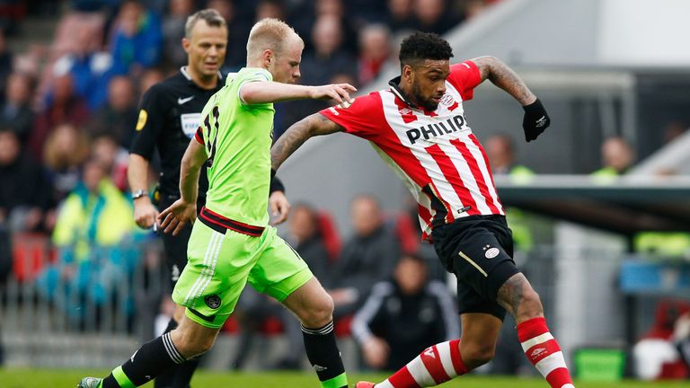 Jurgen Locadia (right) was the match-winner for PSV Eindhoven against Ajax