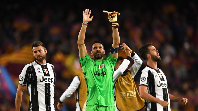 Gianluigi Buffon celebrates after second successive clean sheet