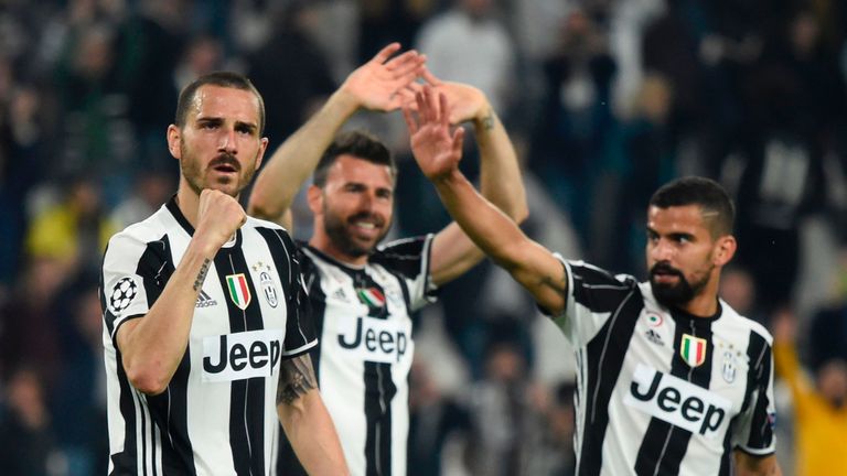 Leonardo Bonucci celebrates Juventus' aggregate win over Barcelona