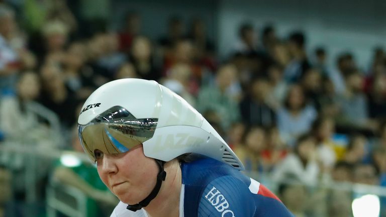 HONG KONG - APRIL 15: Katie Archibald competes in Women's Individual Pusuit Qualifying on Day 4 in 2017 UCI Track Cycling World Championships at Hong Kong 