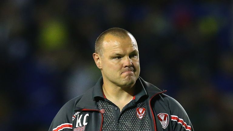 Keiron Cunningham the coach of St Helens looks on after defeat to Warrington Wolves in the First Utility Super League semi-final, 29 September 2016