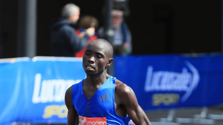 Daniel Wanjiru of Kenya running in the 2017 London Marathon