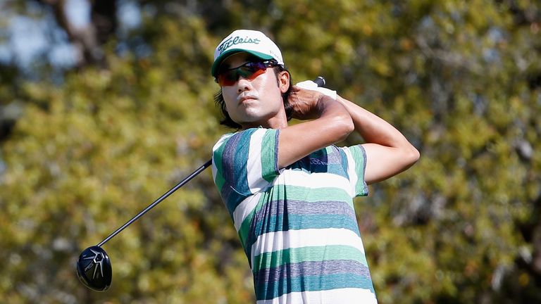SAN ANTONIO, TX - MARCH 29: Kevin Na tees off on the second hole during the final round of the Valero Texas Open at TPC San Antonio AT&T Oaks Course on Mar