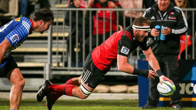 All Blacks captain Kieran Read touches down for the Crusaders