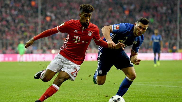 (L) of Muenchen and of Schalke battle for the ball during the Bundesliga match between Bayern Muenchen and FC Sc