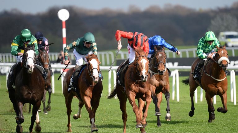 Kool Kompany (left) edges out Stormy Antarcic (red)
