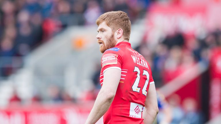 Salford's Kris Welham marked the win with his 150th career try