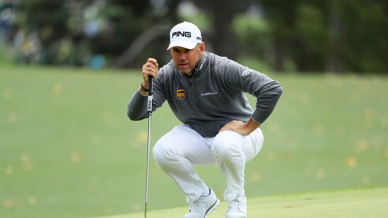 AUGUSTA, GA - APRIL 06:  Lee Westwood of England lines up a putt on the first green during the first round of the 2017 Masters Tournament at Augusta Nation