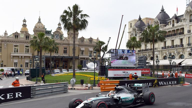 Mercedes AMG Petronas F1 Team's British driver Lewis Hamilton drives during the third practice session at the Monaco street circuit in Monte-Carlo on May 2