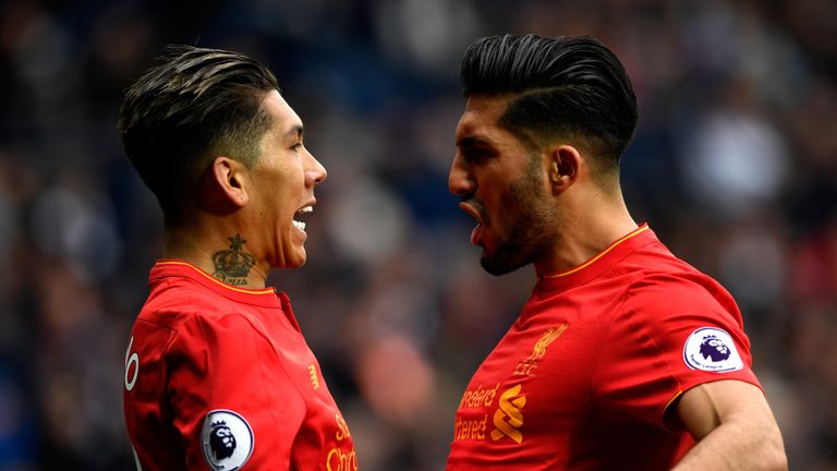  Roberto Firmino and Emre Can celebrate