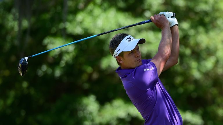 HILTON HEAD ISLAND, SC - APRIL 17:  Luke Donald of England tees off on the third hole during the final round of the 2016 RBC Heritage at Harbour Town Golf 