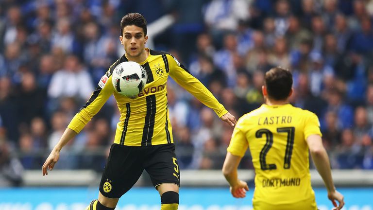 Marc Bartra in action during the Bundesliga match between FC Schalke 04 and Borussia Dortmund