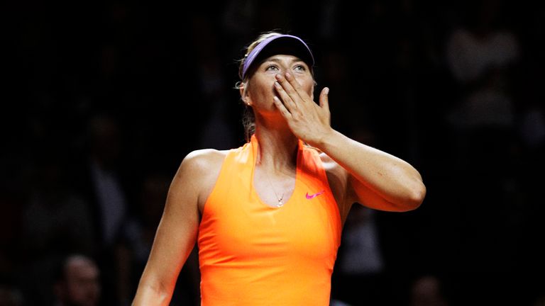 Maria Sharapova blows kisses to the crowd after her win over Roberta Vinci