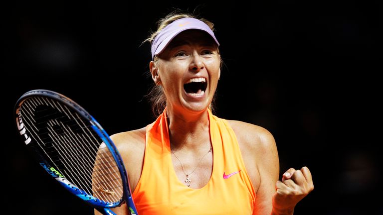 Mara Sharapova celebrates after reaching the last four