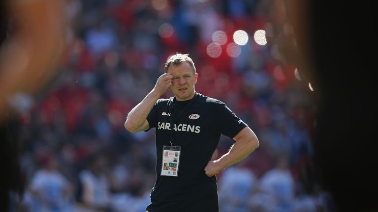 Mark McCall looks on prior to their Aviva Premiership match between Saracens and Harlequins at Wembley