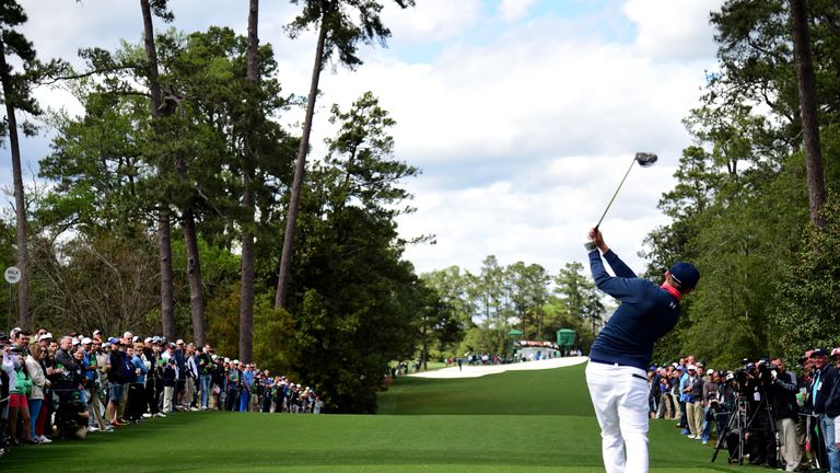 AUGUSTA, GA - APRIL 06: Matthew Fitzpatrick of England plays his shot from the 18th tee during the first round of the 2017 Masters Tournament at Augusta Na