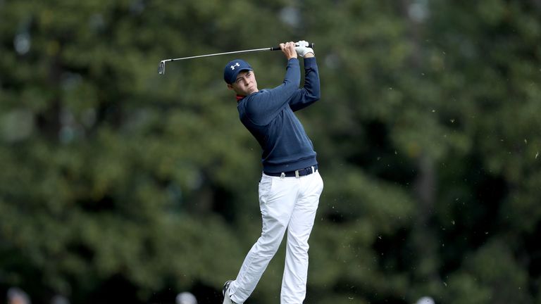 Matthew Fitzpatrick of England plays a shot on the fifth hole during the first round of the 2017 Masters Tournament at Augusta National