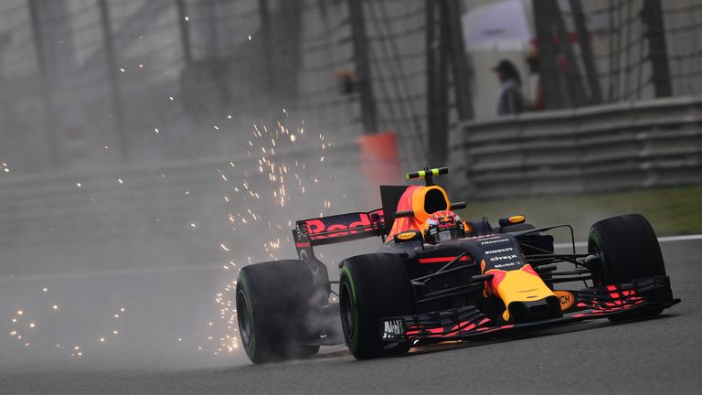 Red Bull's Dutch driver Max Verstappen drives during the first practice session of the Formula One Chinese Grand Prix in Shanghai on April 7, 2017. / AFP P