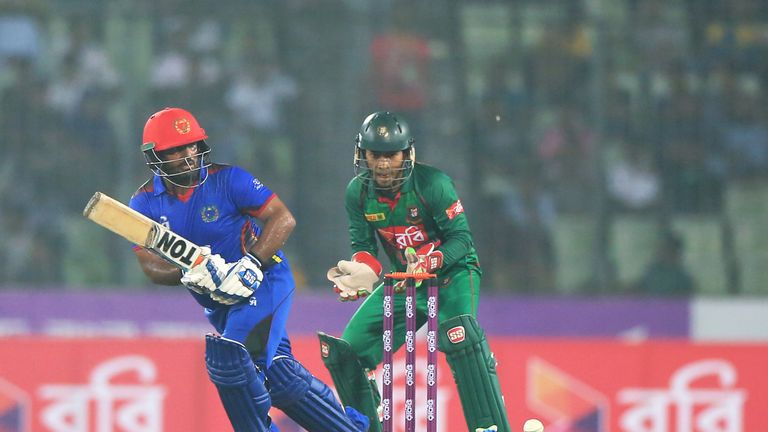 Mohammad Shahzad in action for Afghanistan against Bangladesh