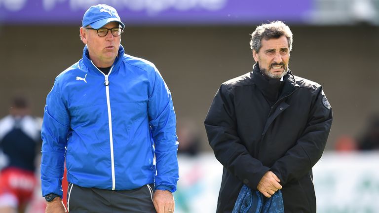 Montpellier's rugby union club President Mohed Altrad (right) and coach Jake White
