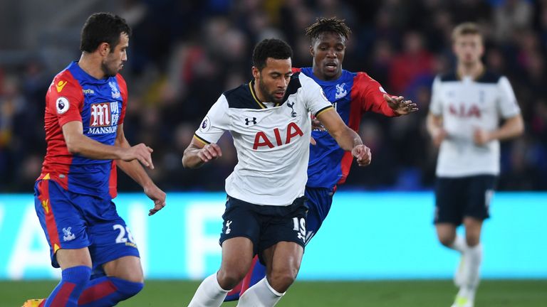 Mousa Dembele and Wilfried Zaha during the Selhurst Park encounter